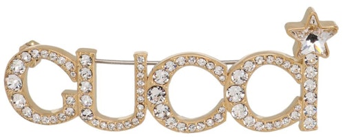(Women) GUCCI Gold Crystal Logo Hair Clip 729107J1D508031 (Women) GUCCI Gold Crystal Logo Hair Clip 729107J1D508031