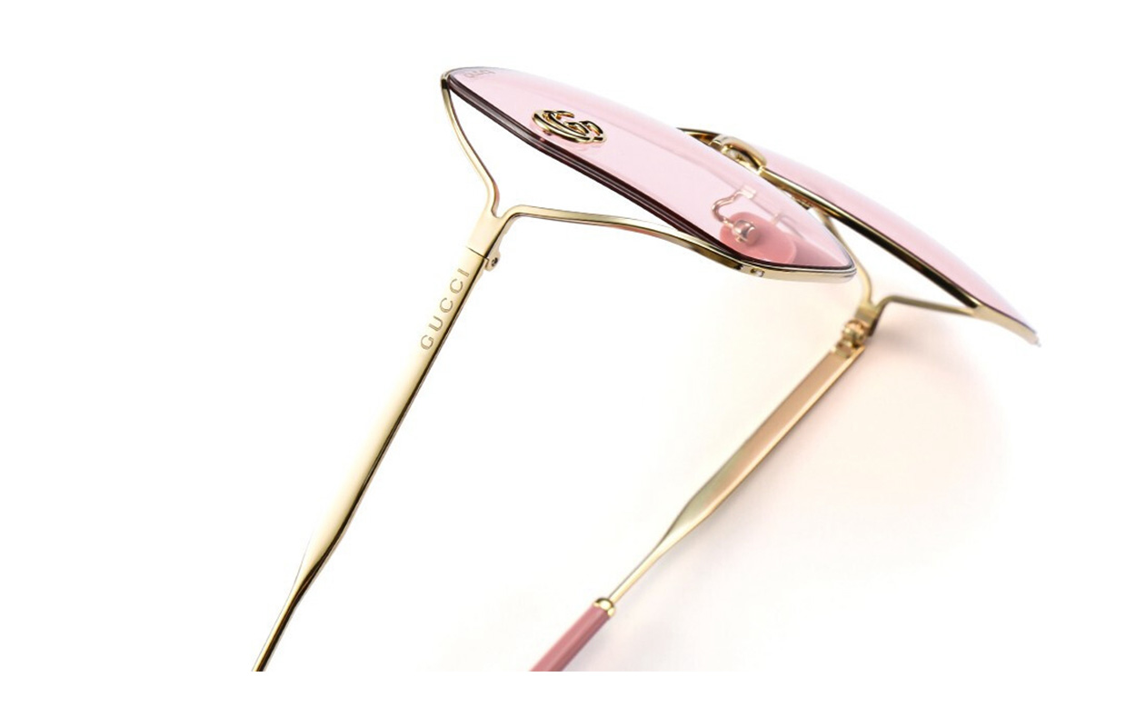 (Women) GUCCI Gold Double G Frame Sunglasses with Pink Lenses for Women GG0818SA-003 63 圖 5