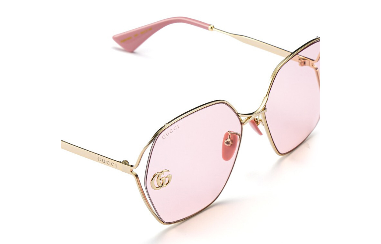(Women) GUCCI Gold Double G Frame Sunglasses with Pink Lenses for Women GG0818SA-003 63 圖 6