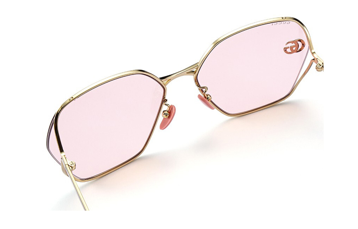 (Women) GUCCI Gold Double G Frame Sunglasses with Pink Lenses for Women GG0818SA-003 63 圖 7