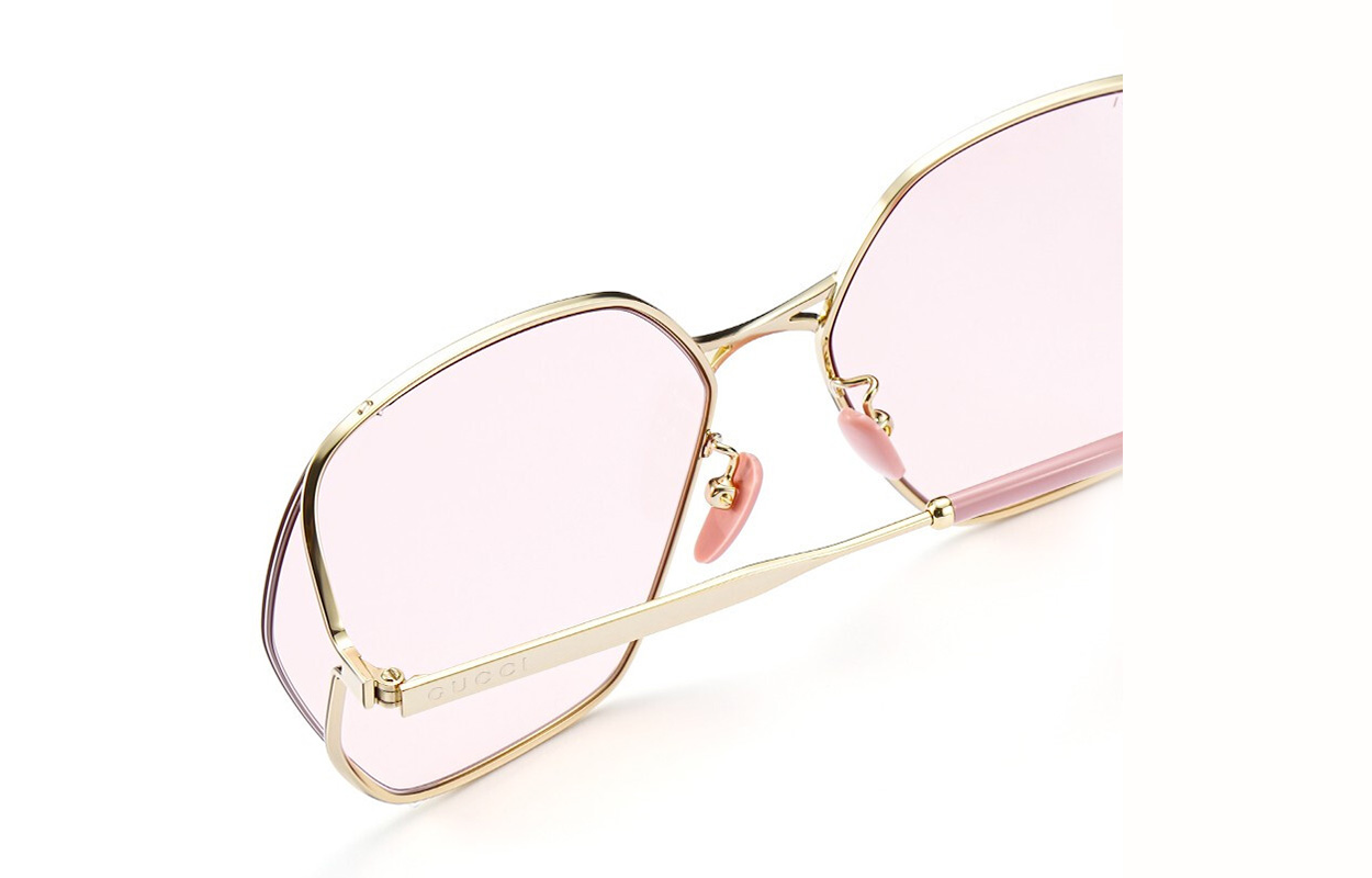(Women) GUCCI Gold Double G Frame Sunglasses with Pink Lenses for Women GG0818SA-003 63 圖 8