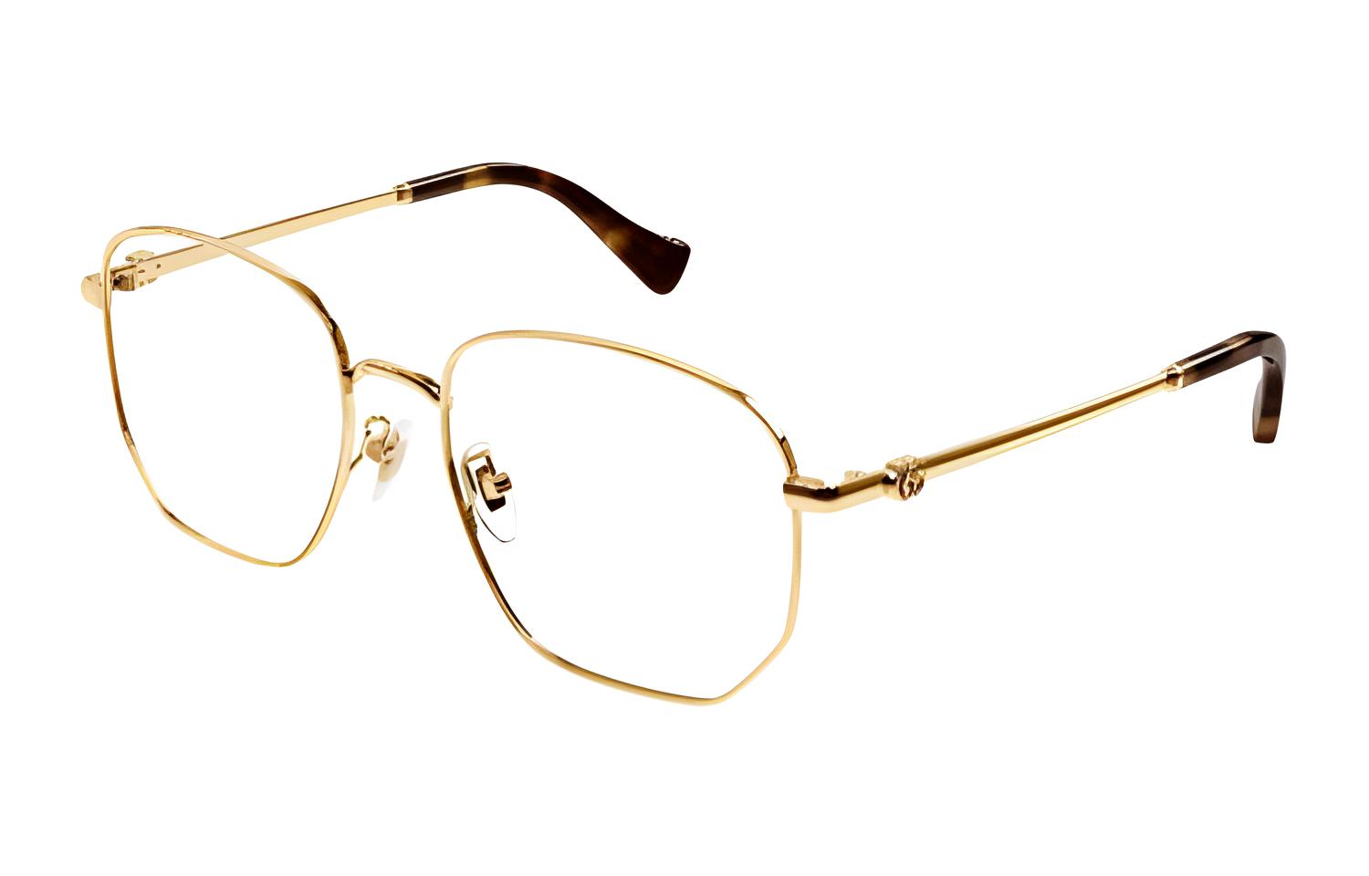 (Women) GUCCI Gold Irregular Optical Glasses with Arched Temples for Women. 25136395