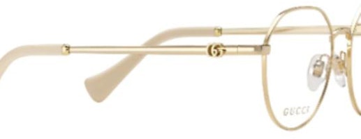 Shop (W) GUCCI 金色不規則形金屬光學眼鏡女性款框架 692780I33308091