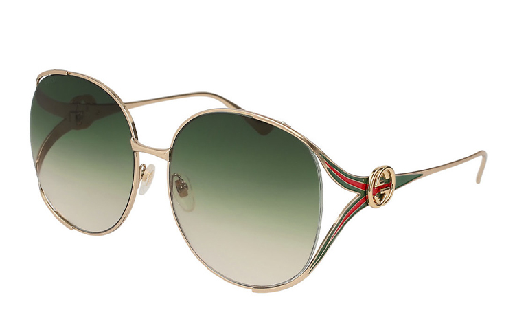 (Women) GUCCI Gold Metal Round Frame Sunglasses GG0225S-003