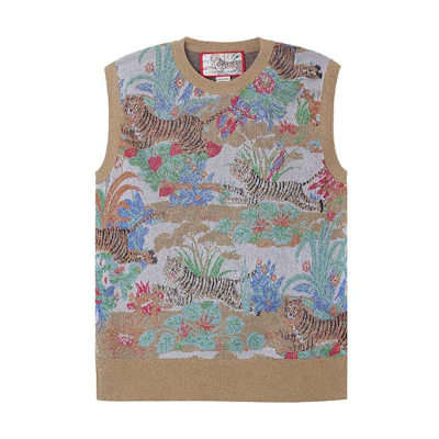 (Women) Gucci Gold Tiger Head Jacquard Print Vest 686496-XKB8U-7257