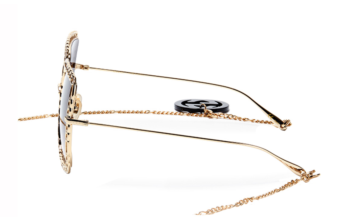 Shop (W) 구찌 그래디언트 그레이 여성용 스퀘어 메탈 선글라스 - 체인 링크 시리즈 GG1033S-002