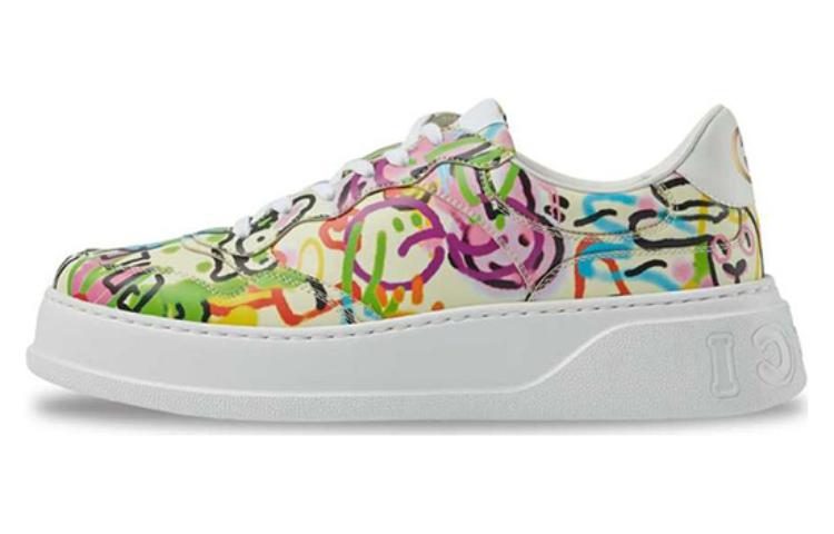 (W) Gucci Graffiti Print Platform Sneaker 'Ivory Multi Color'
