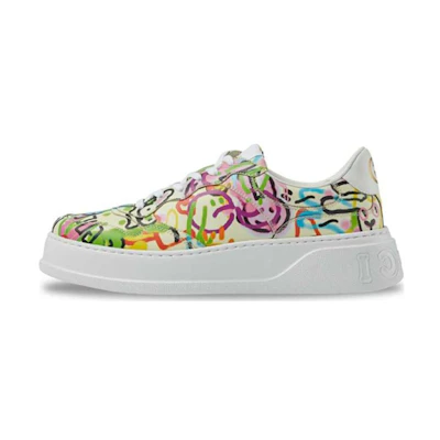 (W) Gucci Graffiti Print Platform Sneaker 'Ivory Multi Color'