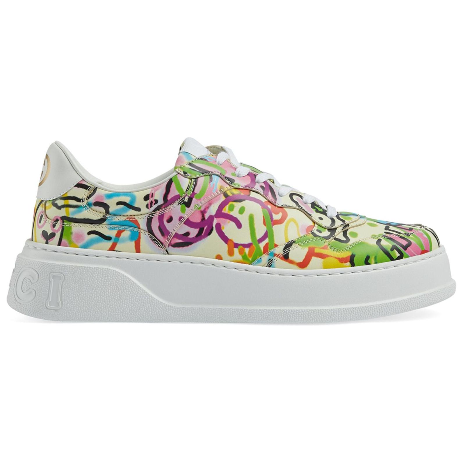(W) Gucci Graffiti Print Platform Sneaker 'Ivory Multi Color' 圖 2