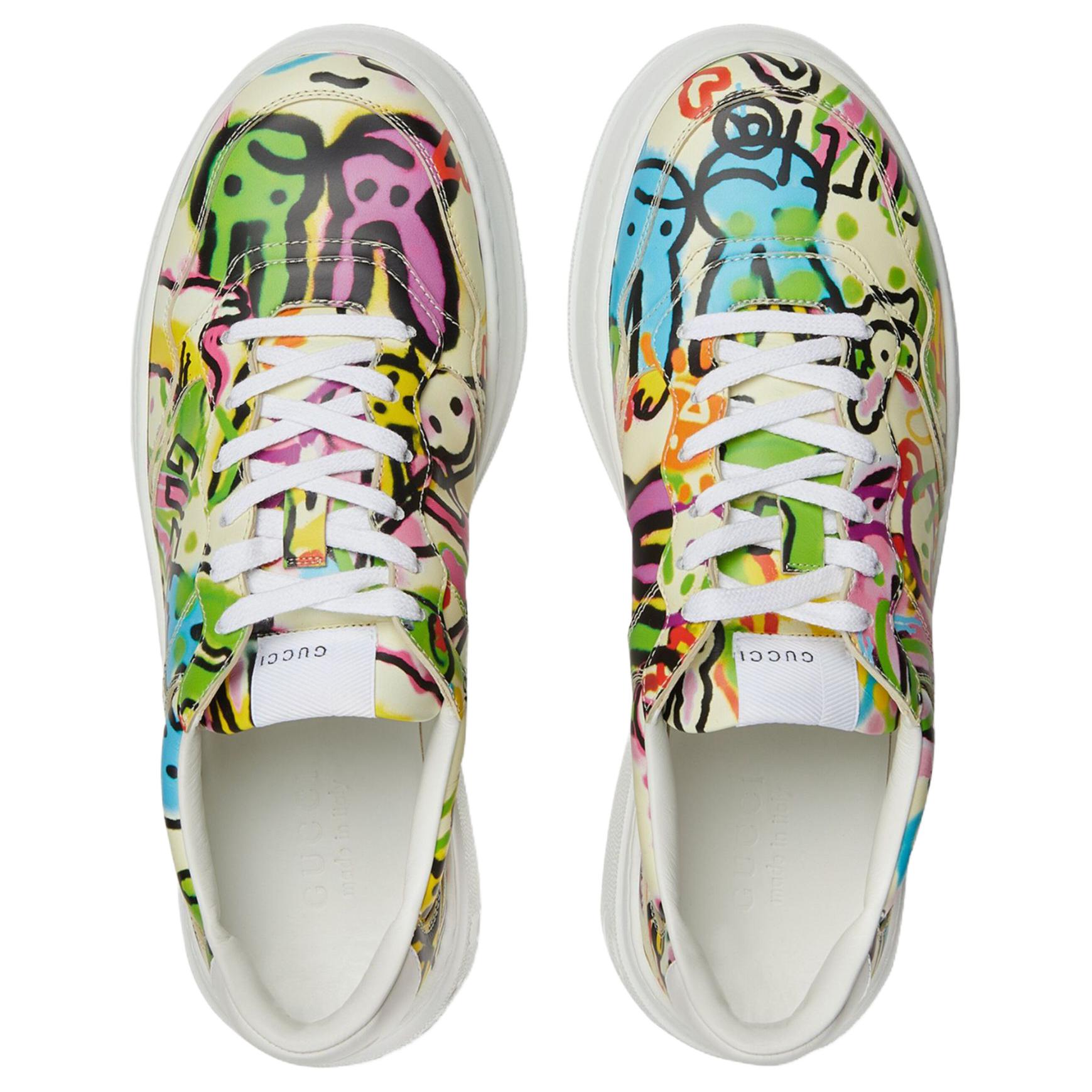 (W) Gucci Graffiti Print Platform Sneaker 'Ivory Multi Color' 圖 4