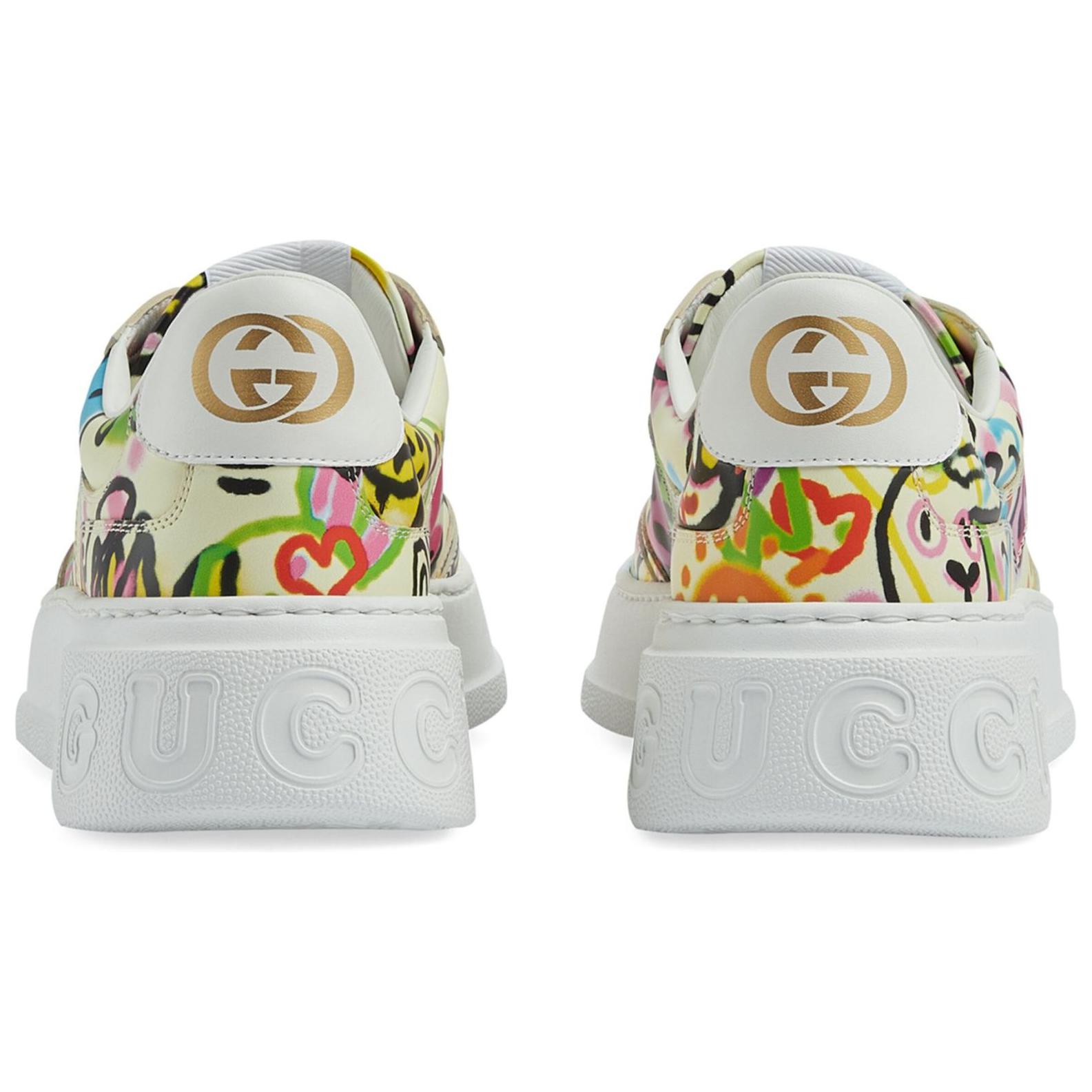 (W) Gucci Graffiti Print Platform Sneaker 'Ivory Multi Color' 圖 5