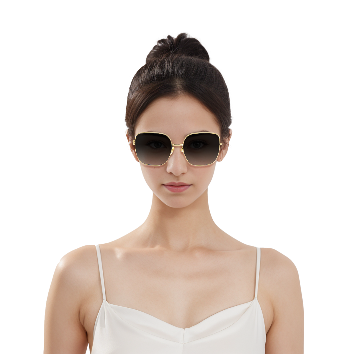 Details for (W) 구찌 그레이 직사각형 홀스빗 선글라스 (처방 옵션 포함) GG0879S-001