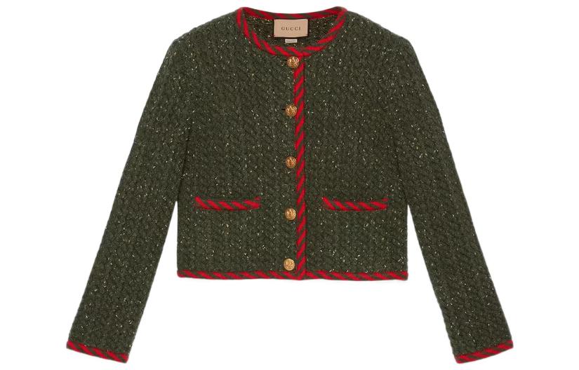 (Women) Gucci Green Gold-threaded Single-breasted Jacket 713316-XKCLG-3413