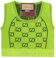 (Women) Gucci Green Logo Jacquard Slim Crop Vest 693286-XJEFY-7401 (Women) Gucci Green Logo Jacquard Slim Crop Vest 693286-XJEFY-7401