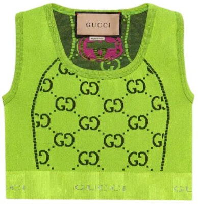 (Women) Gucci Green Logo Jacquard Slim Crop Vest 693286-XJEFY-7401 Buy (Women) Gucci Green Logo Jacquard Slim Crop Vest 693286-XJEFY-7401