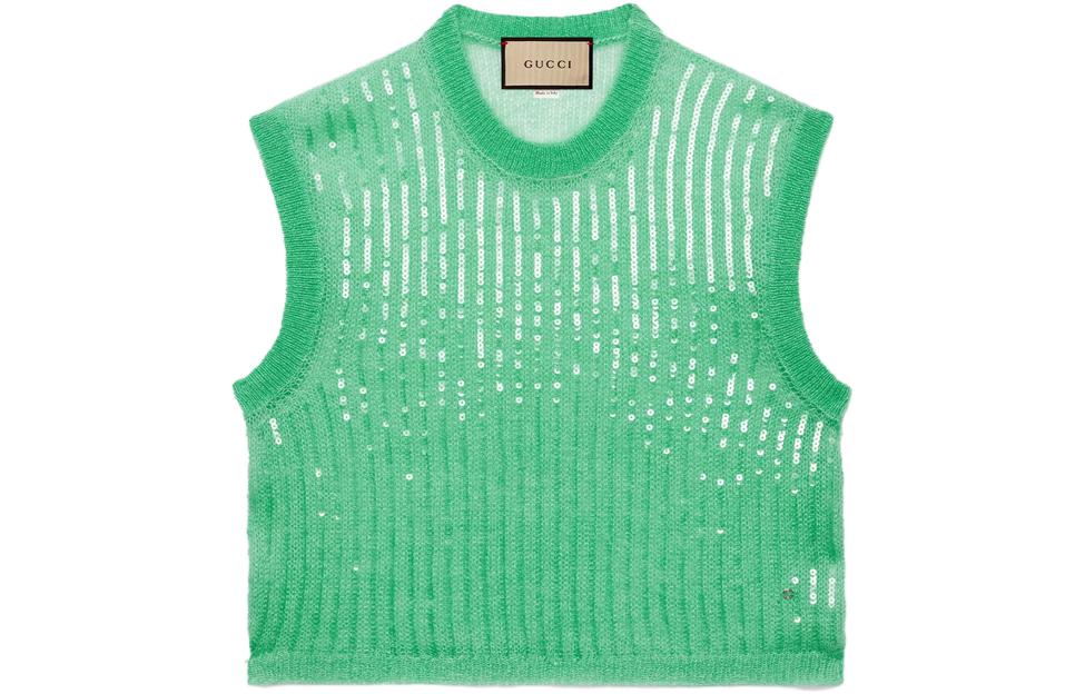(Women) Gucci Green Sleeveless Knit Pullover Sweater 764577-XKDMO-3971