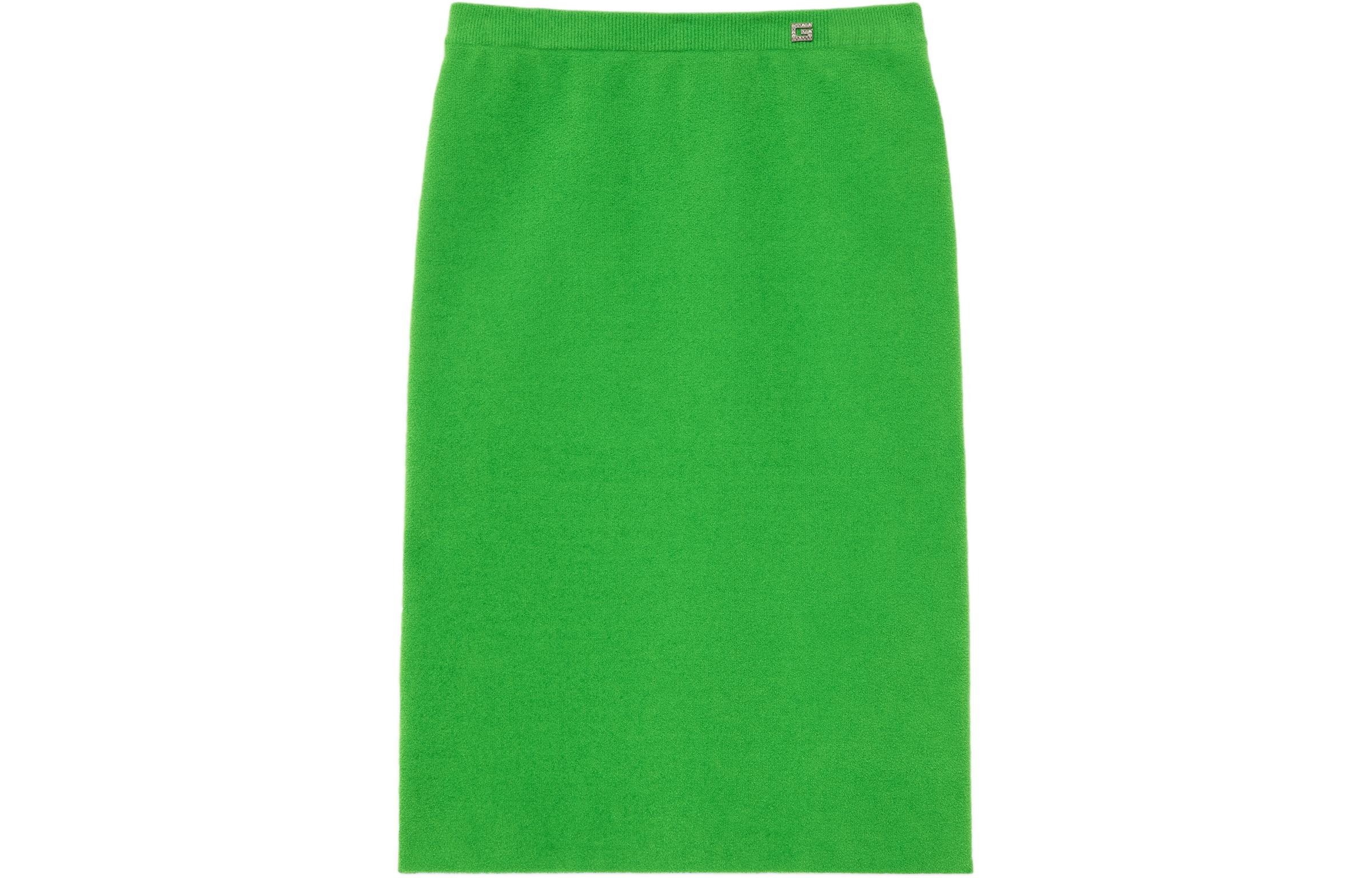 (Women) Gucci Green Solid Straight High-Waisted A-Line Casual Skirt 770055-XKDJZ-3740
