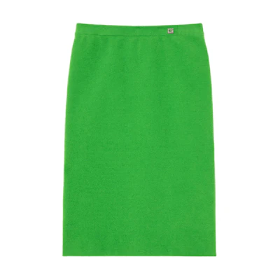 (Women) Gucci Green Solid Straight High-Waisted A-Line Casual Skirt 770055-XKDJZ-3740