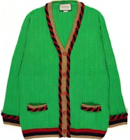 (Women) Gucci Green Striped Wool Knit Cardigan Sweater 526698-X9W62-3863 (Women) Gucci Green Striped Wool Knit Cardigan Sweater 526698-X9W62-3863