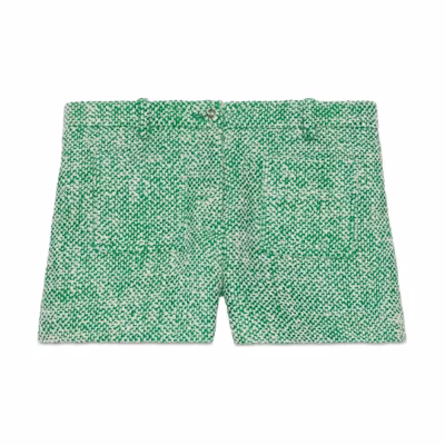 (Women) Gucci Green Tweed Zip Pocket Straight-Leg Shorts 776434-ZAOOQ-3027