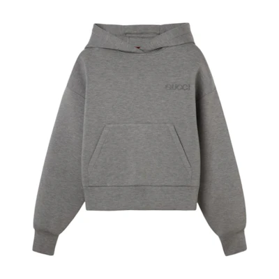 (Women) Gucci Grey Hoodie with Solid Color Letter Embroidery 798544-XJGSK-1192