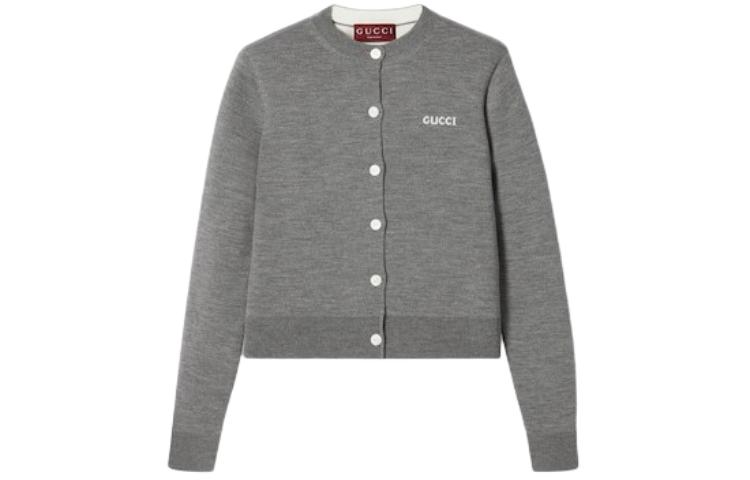 (Women) Gucci Grey Knit Cardigan with Letter Details 789673-XKD3P-1209