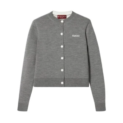 (Women) Gucci Grey Knit Cardigan with Letter Details 789673-XKD3P-1209