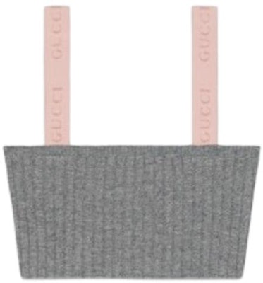 (W) GUCCI 女士灰色针织Logo印花罗纹短款背心. 773025-XKDUL-1160 Order (W) GUCCI 女士灰色针织Logo印花罗纹短款背心. 773025-XKDUL-1160