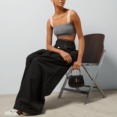 (W) GUCCI 女士灰色针织Logo印花罗纹短款背心. 773025-XKDUL-1160 Purchase (W) GUCCI 女士灰色针织Logo印花罗纹短款背心. 773025-XKDUL-1160