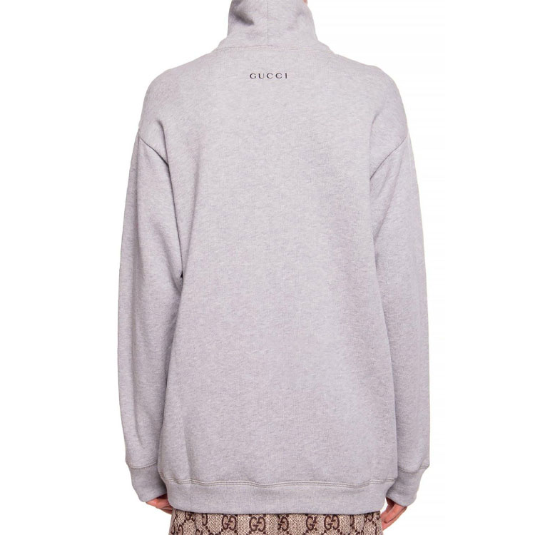 Shop (W) Gucci Kelabu Logo Cetakan Leher Tinggi Sweatshirt 598875-XJBX5-1230