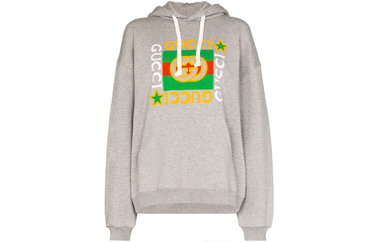 (Women) Gucci Grey Logo Print Hoodie 605154-XJCCD-1230