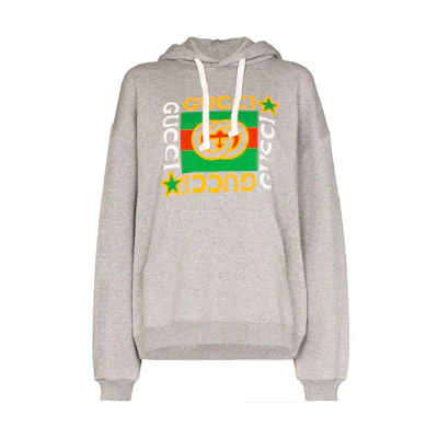 (Women) Gucci Grey Logo Print Hoodie 605154-XJCCD-1230