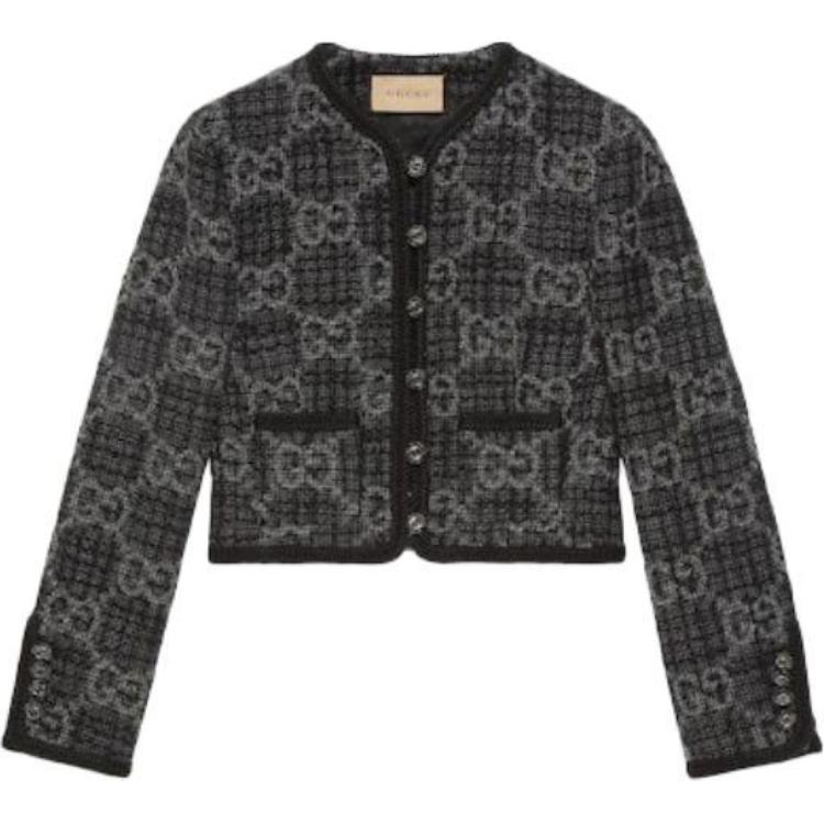 (Women) Gucci Grey Patterned Colorblock Button-Up Jacket 761164-ZAPA4-1158