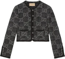 (Women) Gucci Grey Patterned Colorblock Button-Up Jacket 761164-ZAPA4-1158 (Women) Gucci Grey Patterned Colorblock Button-Up Jacket 761164-ZAPA4-1158
