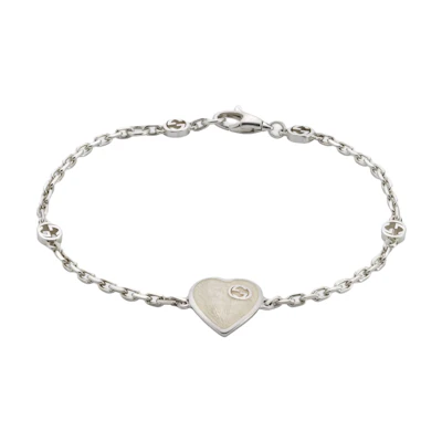 (Women) GUCCI Heart Charm 925 Silver Bracelet for Women - Silver. 645546J84101184