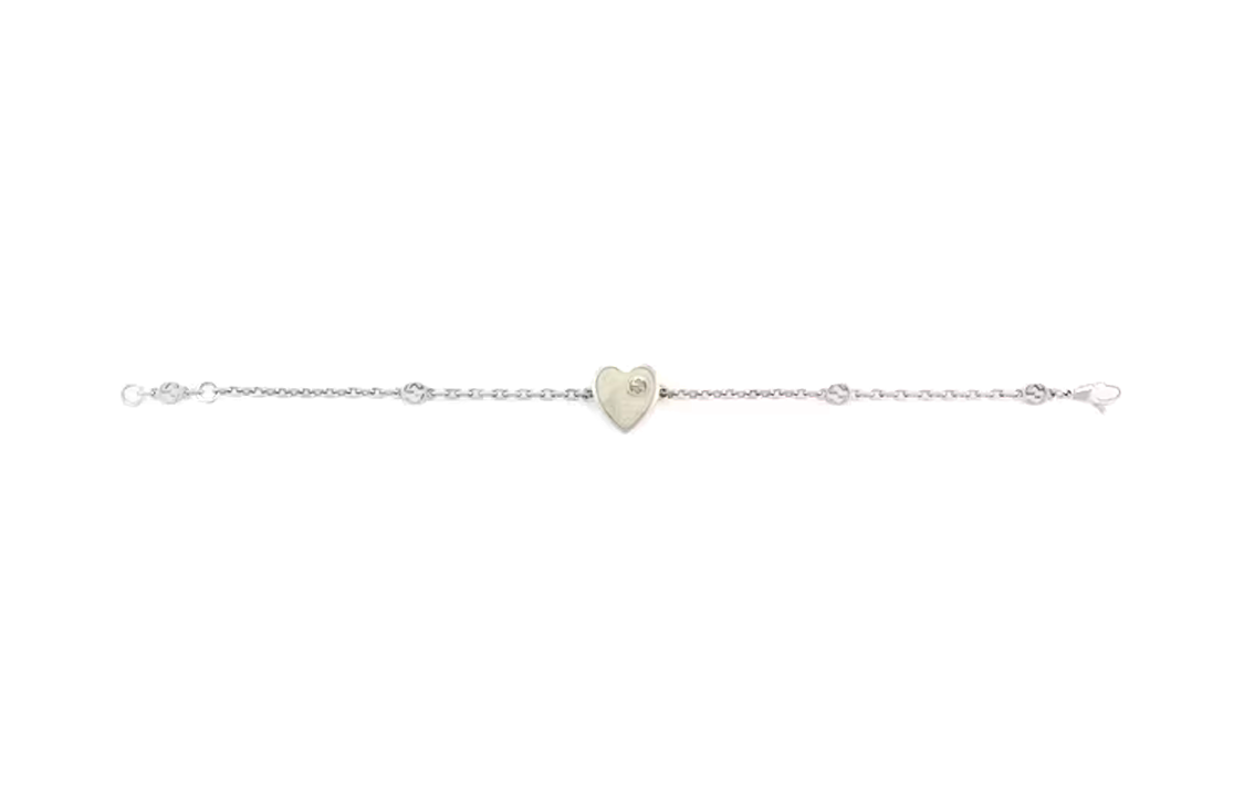 Lookbook (Women) GUCCI Heart Charm 925 Silver Bracelet for Women - Silver. 645546J84101184
