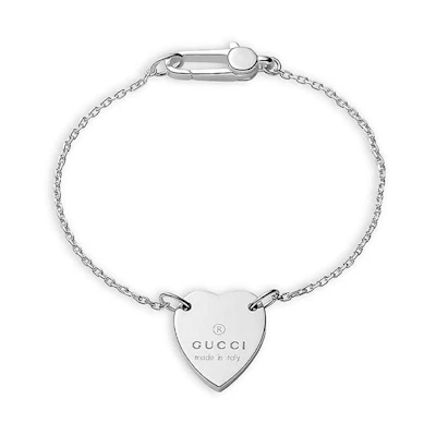 (Women) GUCCI Heart Charm Bracelet Silver Jewelry YBA2235130010