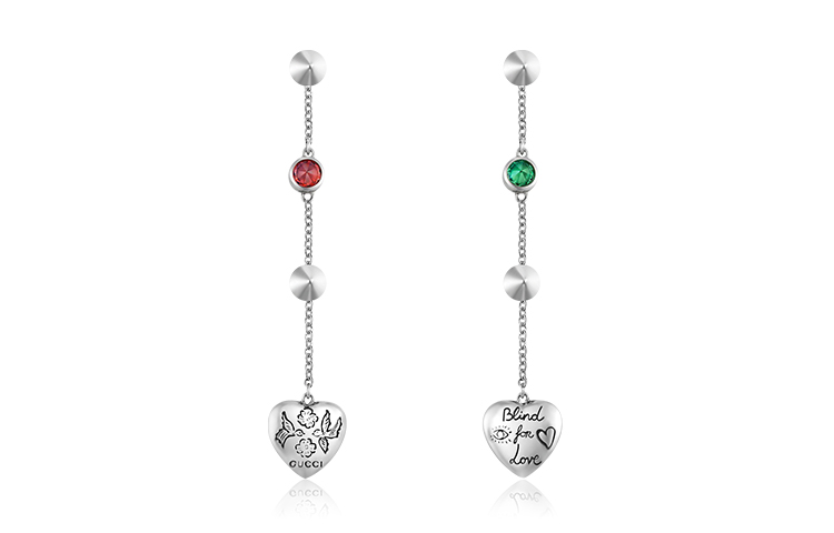 (Women) GUCCI Heart Engraved Topaz Accented Sterling Silver Earrings for Women YBD502100001 圖 2