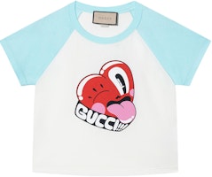 (Women) Gucci Heart Logo Print Raglan Short Sleeve T-Shirt Off-White SS24 768183-XJGHN-9095 (Women) Gucci Heart Logo Print Raglan Short Sleeve T-Shirt Off-White SS24 768183-XJGHN-9095