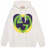 (Women) Gucci Heart Logo Print White Hoodie 615061-XJD6Z-9133 (Women) Gucci Heart Logo Print White Hoodie 615061-XJD6Z-9133