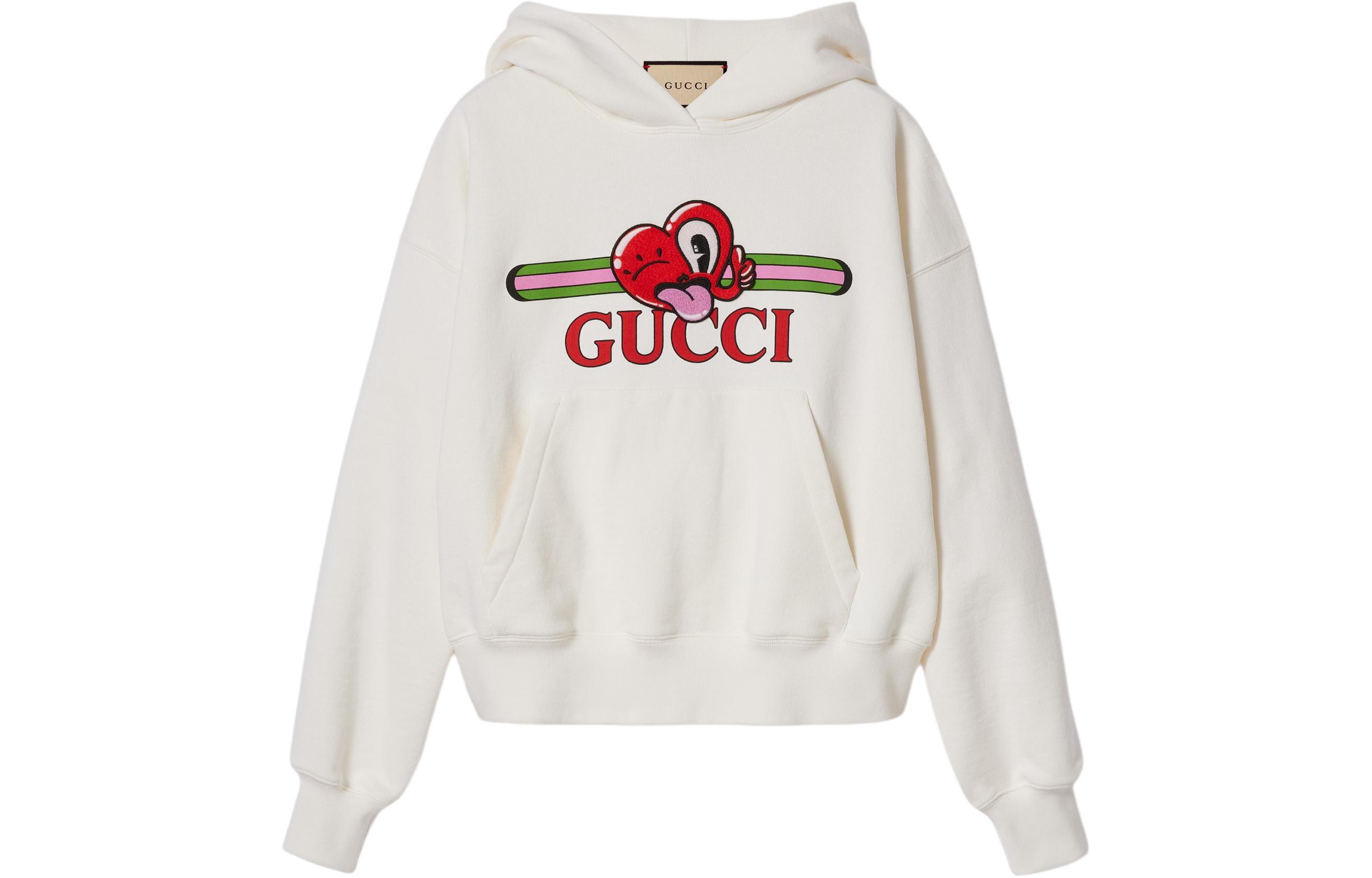 (Women) Gucci Heart Pattern Hoodie SS24 Off-White 768122-XJGHG-9088