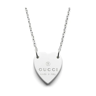 (Women) Gucci Heart Pendant 925 Silver Collarbone Necklace for Women Silver YBB223512001