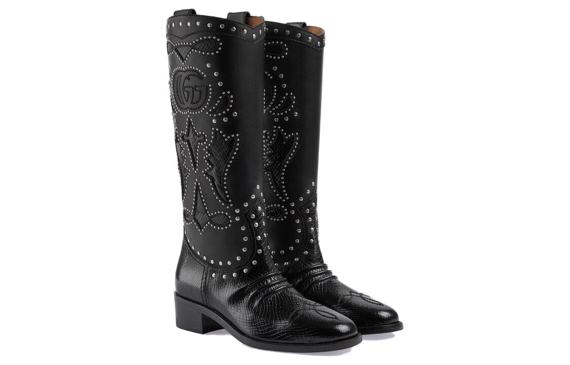 Lookbook GUCCI古馳 皮革 時尚舒適 高筒靴 3.5公分 女款 黑色