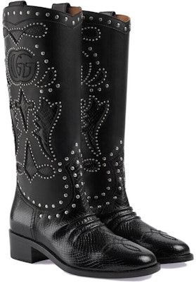 GUCCI古馳 皮革 時尚舒適 高筒靴 3.5公分 女款 黑色 Lookbook GUCCI古馳 皮革 時尚舒適 高筒靴 3.5公分 女款 黑色