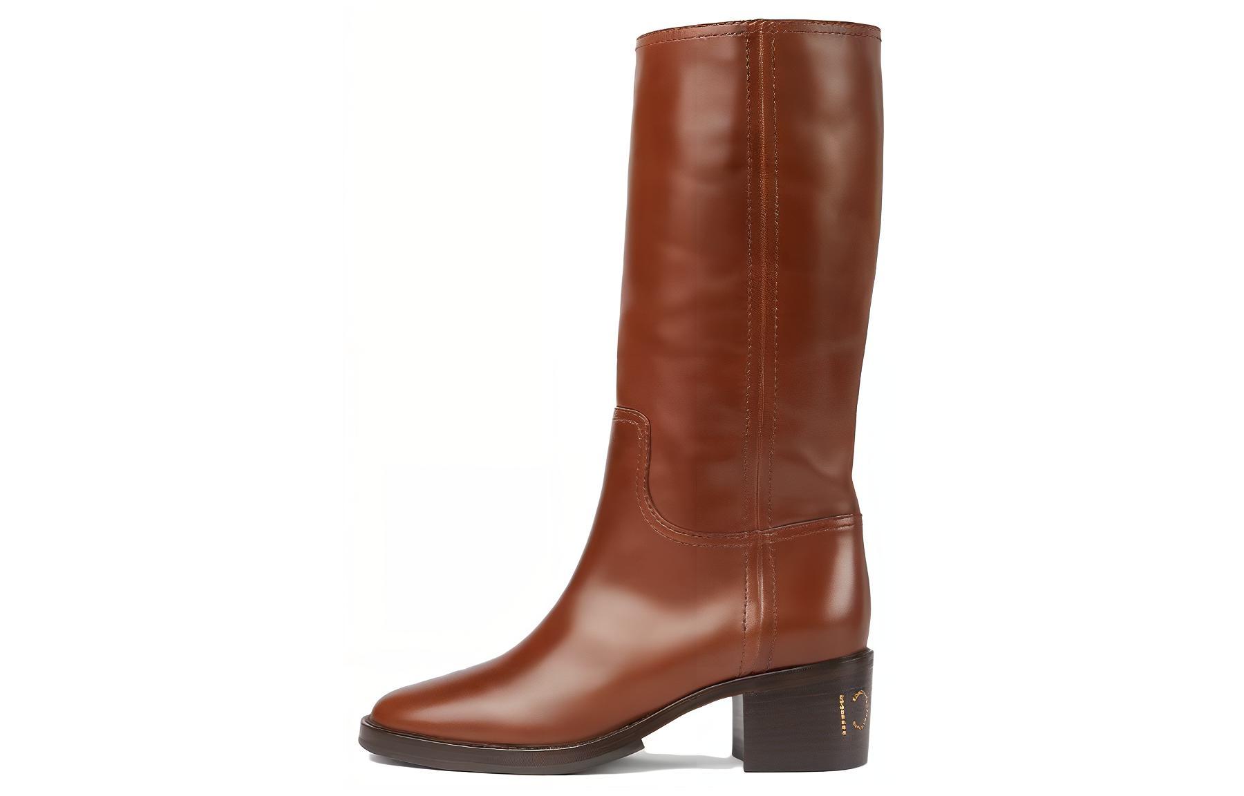 (Women) Gucci High-Top Boot 'Fashion Thick Heel Temperament Brown Black' 758290-AACGW-2103