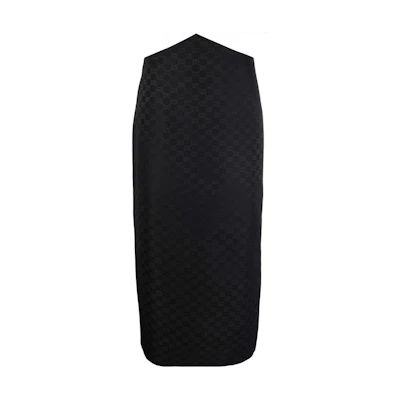 (Women) Gucci High-Waisted Logo Midi Skirt SS22 Black 669341-ZAHMD-1000