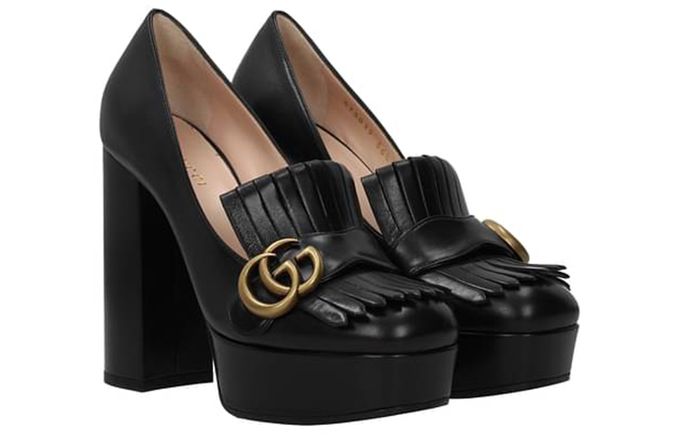 Order (W) Gucci 高跟鞋 '黑色皮革' 573019-C9D00-1000