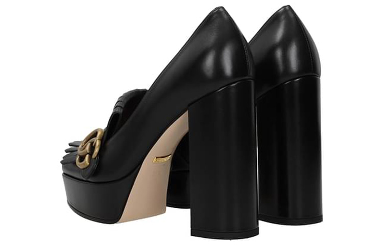 Shop (W) Gucci 高跟鞋 '黑色皮革' 573019-C9D00-1000