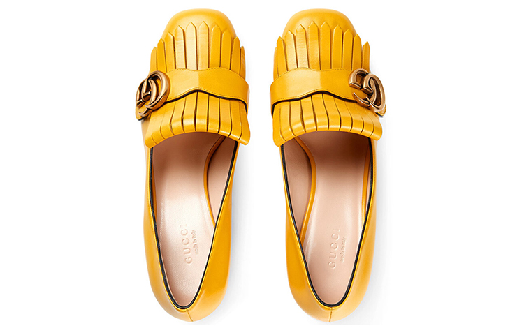 Shop (W) Gucci Tacones Altos 'Cuero Amarillo de Moda' 408208-C9D00-7223