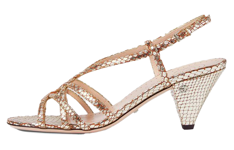 (Women) Gucci High Heel 'Light Gold Python Print' 648696-18L00-8051